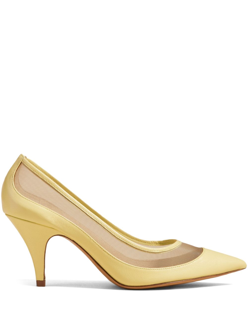 KHAITE The River 75mm mesh-panel leather pumps - Gold von KHAITE