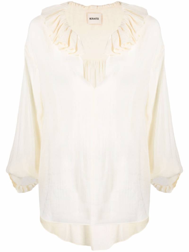 KHAITE ruffled neck blouse - Neutrals von KHAITE