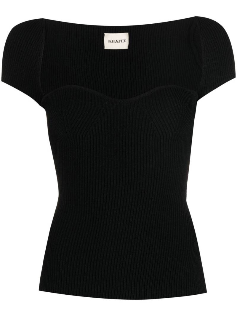 KHAITE sweetheart-neck knitted top - Black von KHAITE