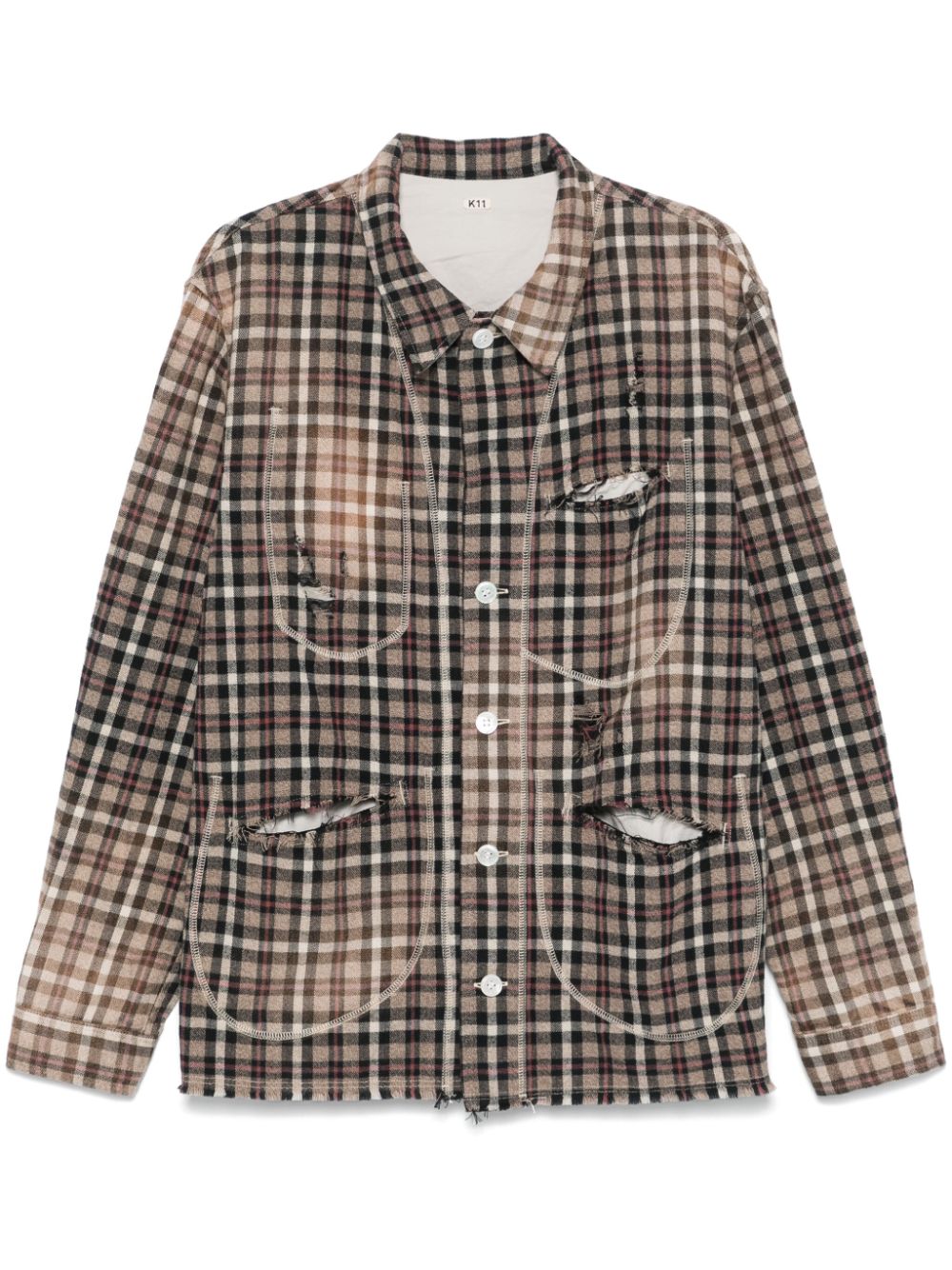 KHOKI check-pattern shirt - Brown von KHOKI