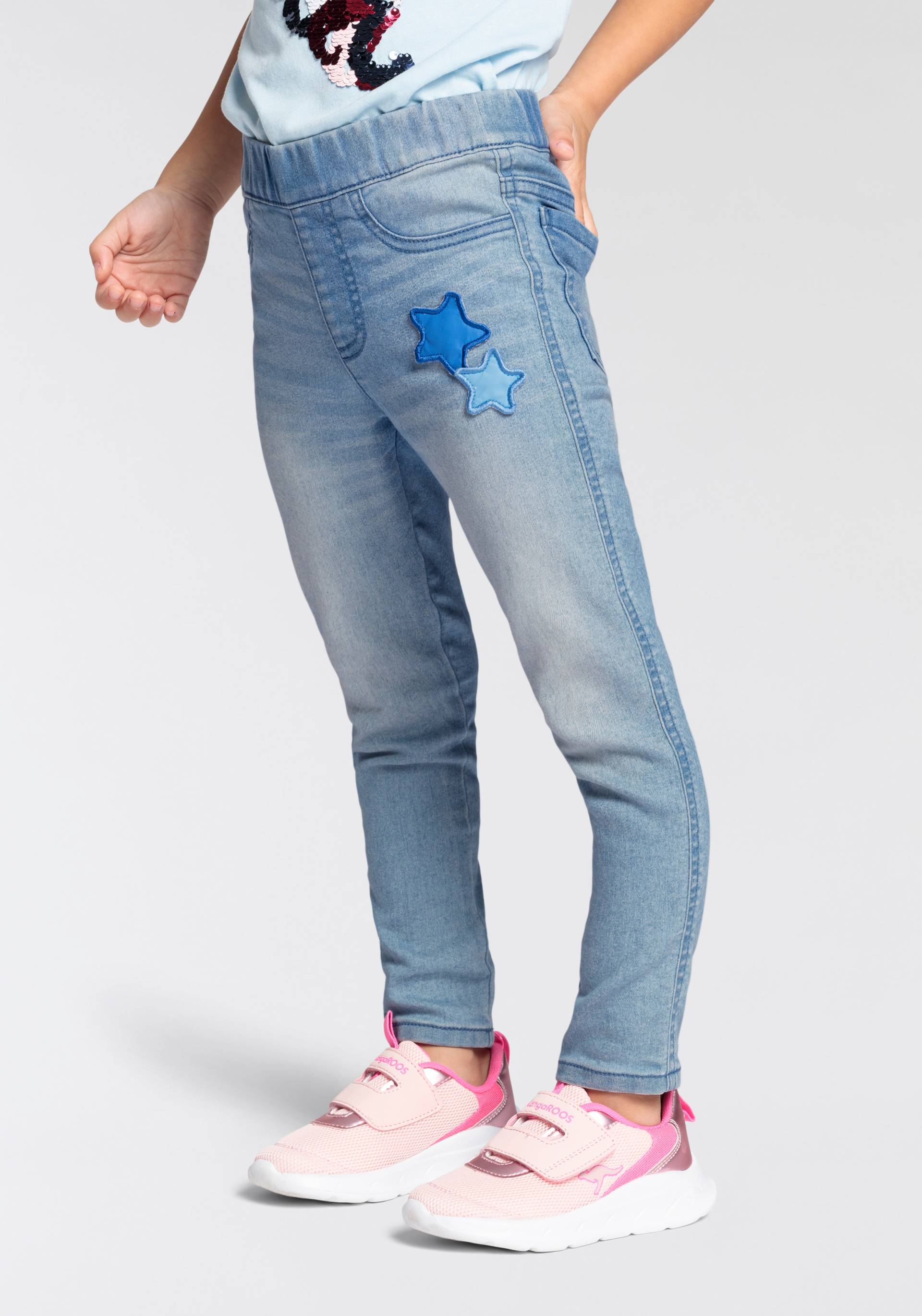 KIDSWORLD Jeansjeggings », Strecht-Jeans in Schlupfform«, schmale Beinform, mit Used-Waschung, normale Leibhöhe von KIDSWORLD