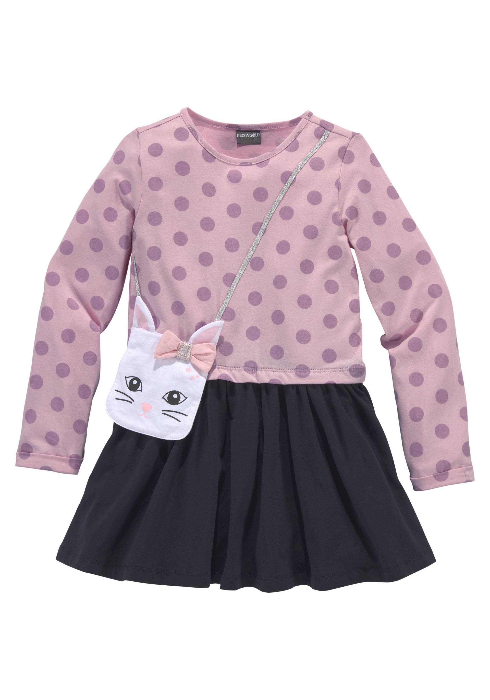 KIDSWORLD Jerseykleid »für kleine Mädchen«, mit appliziertem Glitzerband und kleiner Tasche von KIDSWORLD