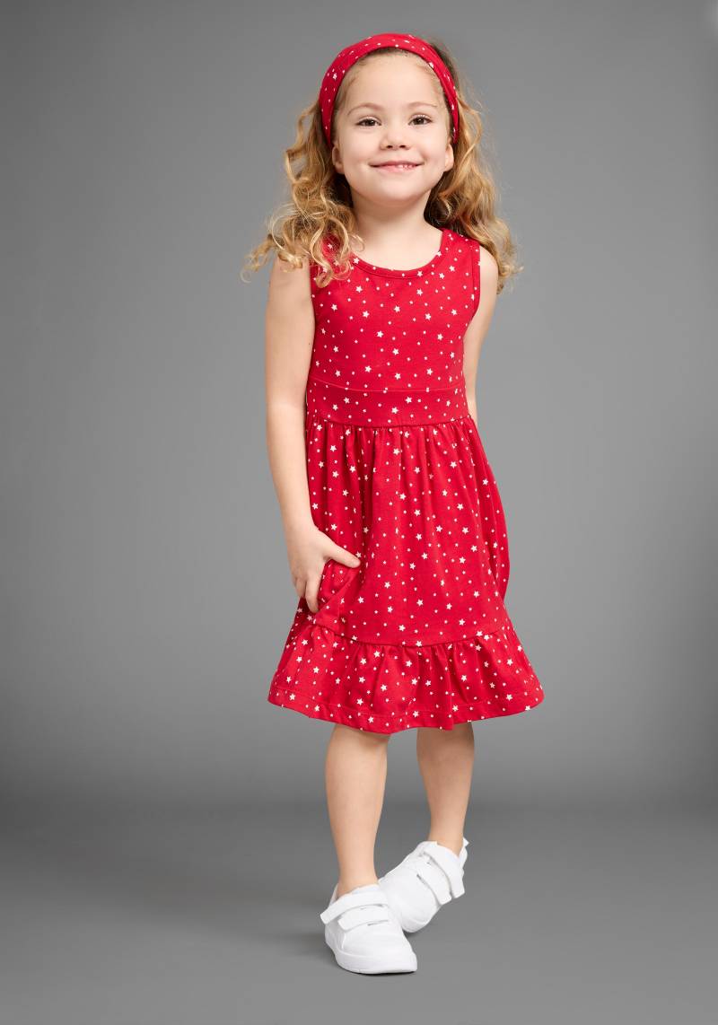 KIDSWORLD Jerseykleid »2tlg. Shirtkleid + Haarband im niedlichen Sternen-Allover«, (Set, 2 tlg.), festliche Anlässe, knielang, verspielter Stil, aus Baumwolle von KIDSWORLD