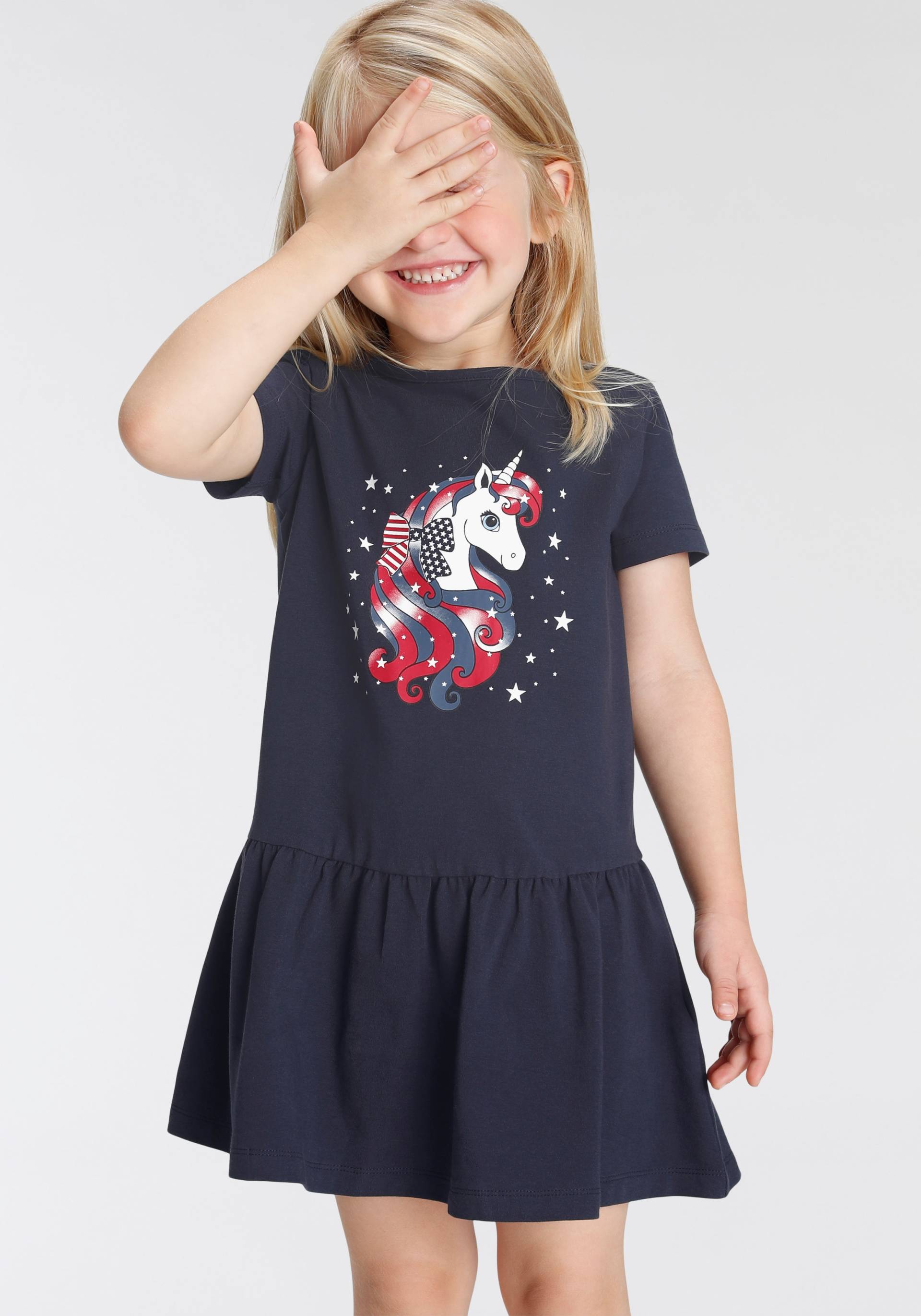 KIDSWORLD Jerseykleid »Einhorn«, aus Baumwolle und Elasthan, kurzärmelig KIDSWORLD Jerseykleid »Einhorn«, aus Baumwolle und Elasthan, kurzärmelig von KIDSWORLD