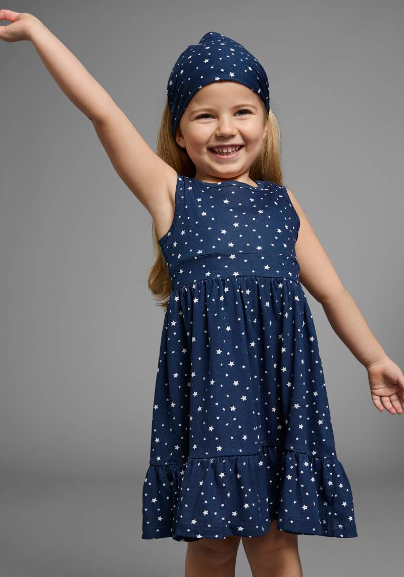 KIDSWORLD Jerseykleid »2tlg. Shirtkleid + Haarband im niedlichen Sternen-Allover«, (Set, 2 tlg.), festliche Anlässe, knielang, verspielter Stil, aus Baumwolle von KIDSWORLD