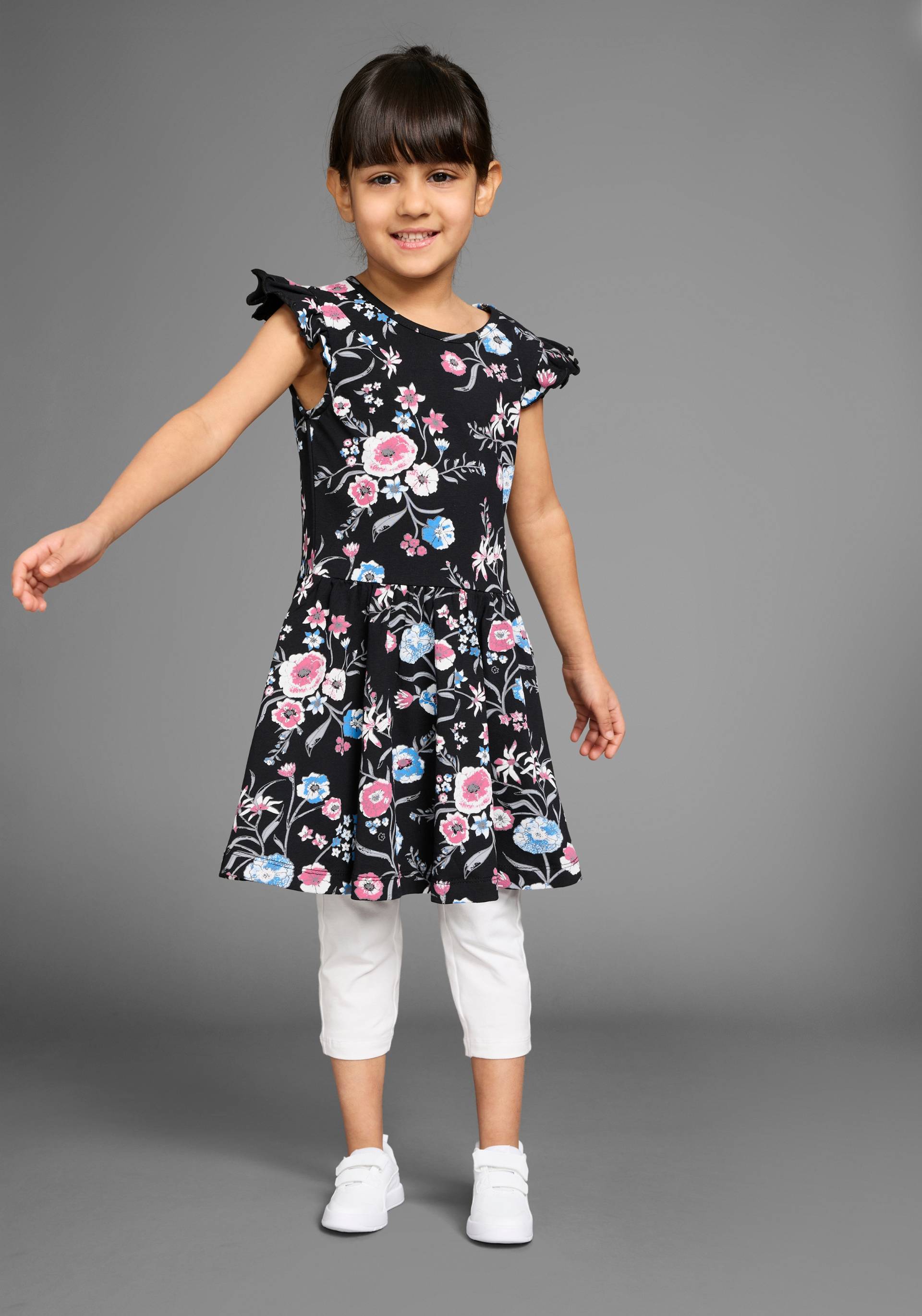 KIDSWORLD Jerseykleid »Shirtkleid im trendigen Allover-Muster«, mit Flügelärmeln von KIDSWORLD