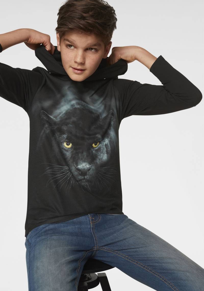 KIDSWORLD Kapuzenshirt »PANTHER«, Langarm, Basic-Passform, mit peppigem Druck, aus Baumwolle von KIDSWORLD