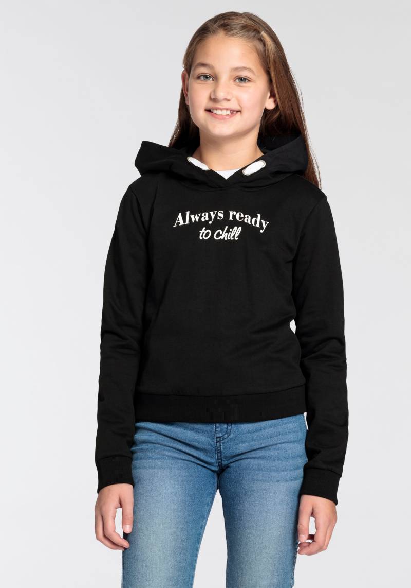 KIDSWORLD Kapuzensweatshirt »ALLWAYS READY TO CHILL«, Langarm mit Bündchen, basic geschnitten, trendiger Druck von KIDSWORLD