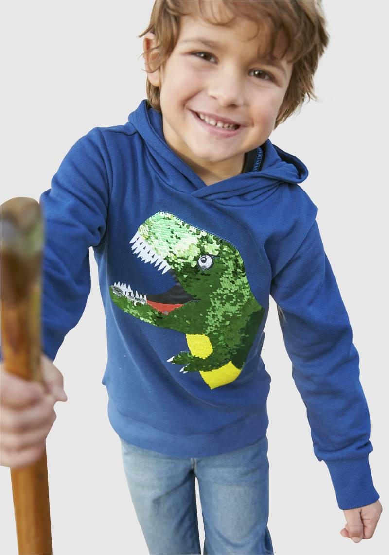 KIDSWORLD Kapuzensweatshirt »mit tollem Dino aus Wendepailletten«, Langarm, Basic-Passform, bedruckt, aus 100% Baumwolle von KIDSWORLD