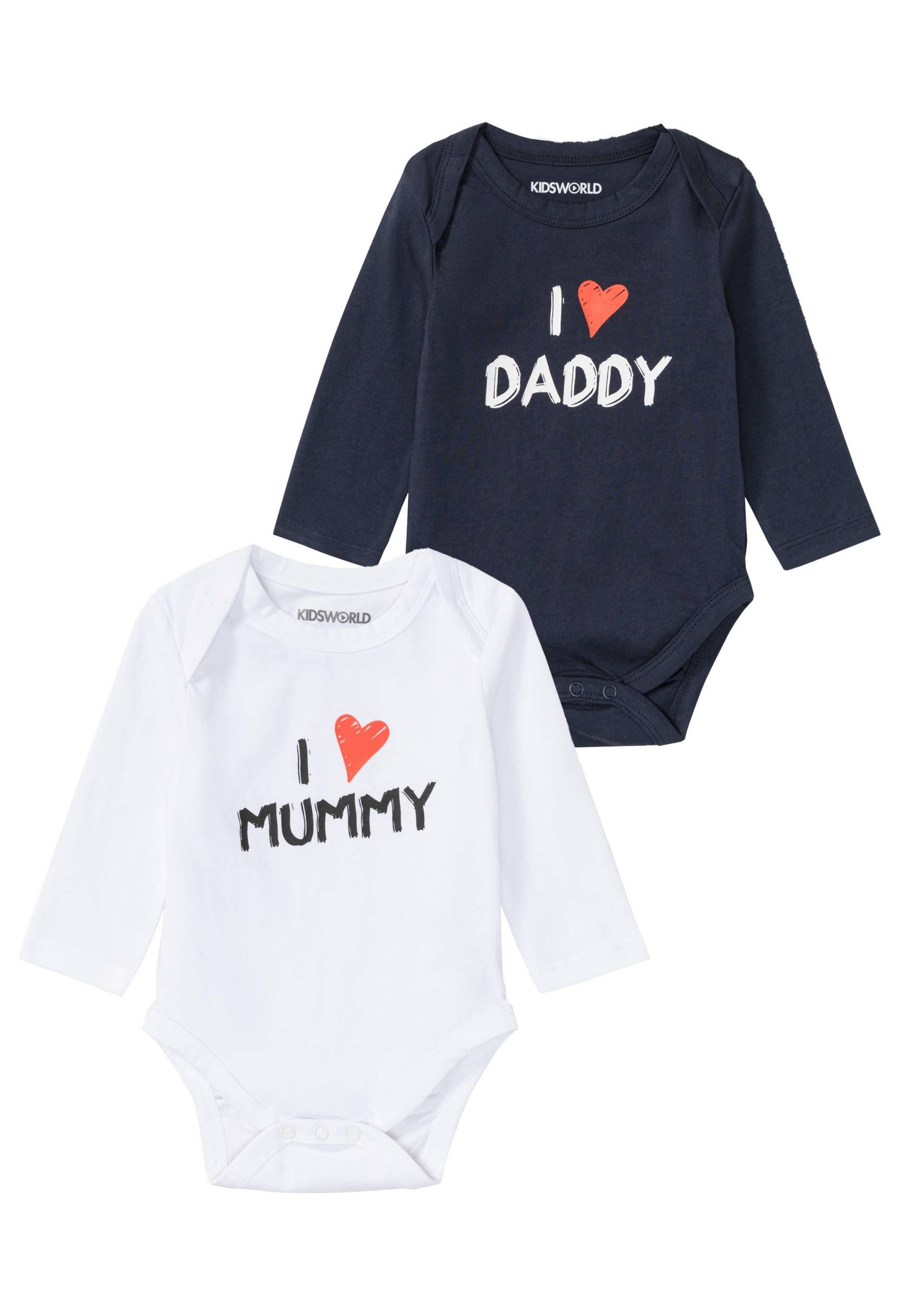 KIDSWORLD Langarmbody »2er Pack Baby-Body Sprüche, Mummy&Daddy«, aus Bio-Baumwolle von KIDSWORLD