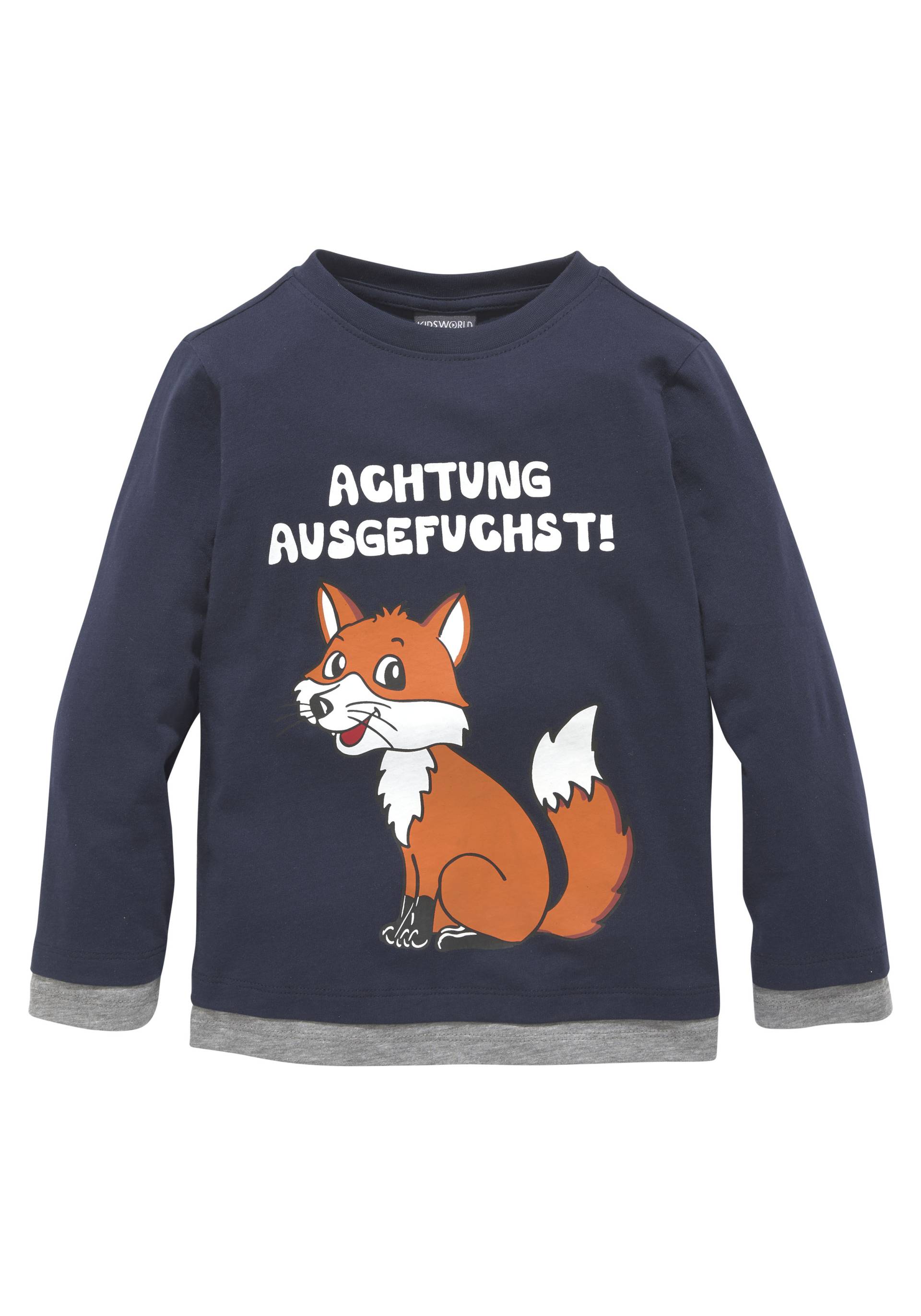 KIDSWORLD Langarmshirt »ACHTUNG AUSGEFUCHST«, Langarm, aus Baumwolle, für sportliche Aktivitäten von KIDSWORLD