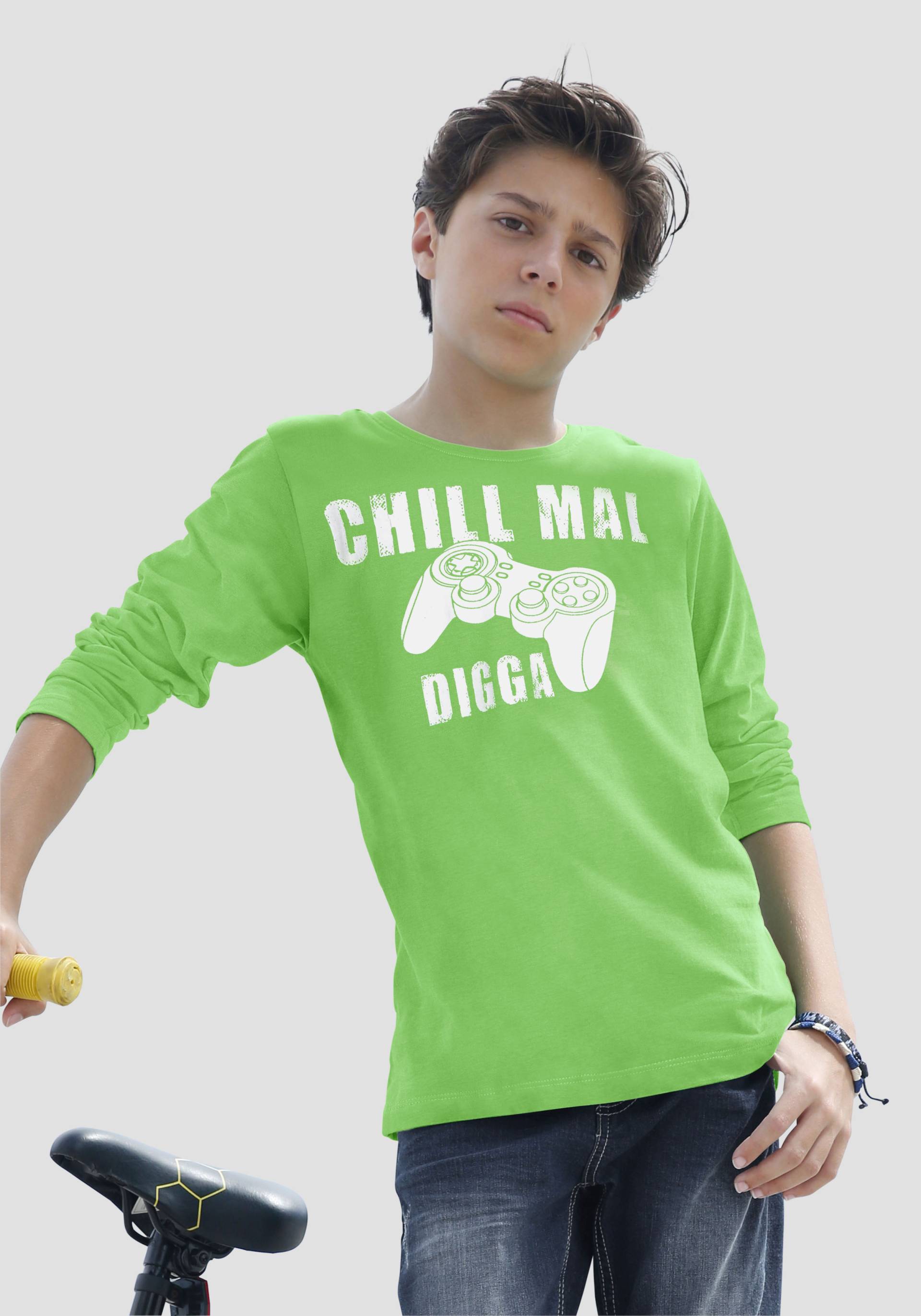 KIDSWORLD Langarmshirt »CHILL MAL DIGGA«, Langarm, Basic-Passform, mit peppigem Aufdruck von KIDSWORLD