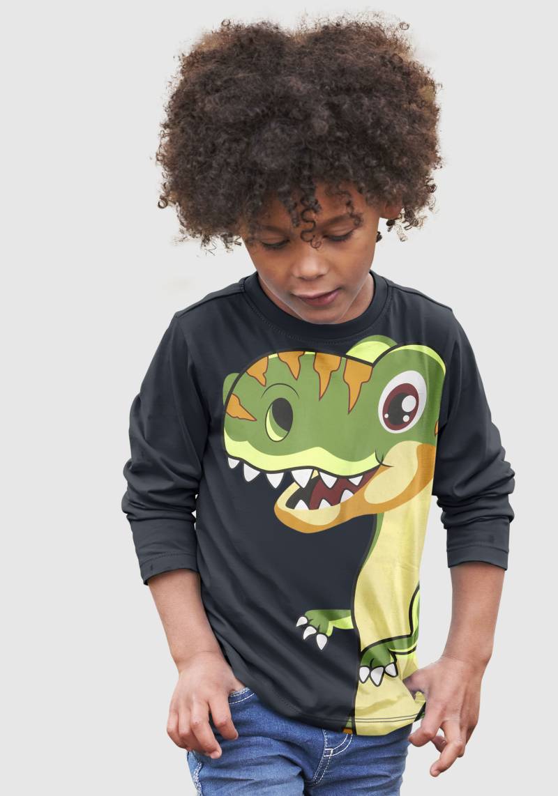 KIDSWORLD Langarmshirt »CURIOUS DINO«, Langarm, Basic-Passform, peppiger Druck von KIDSWORLD