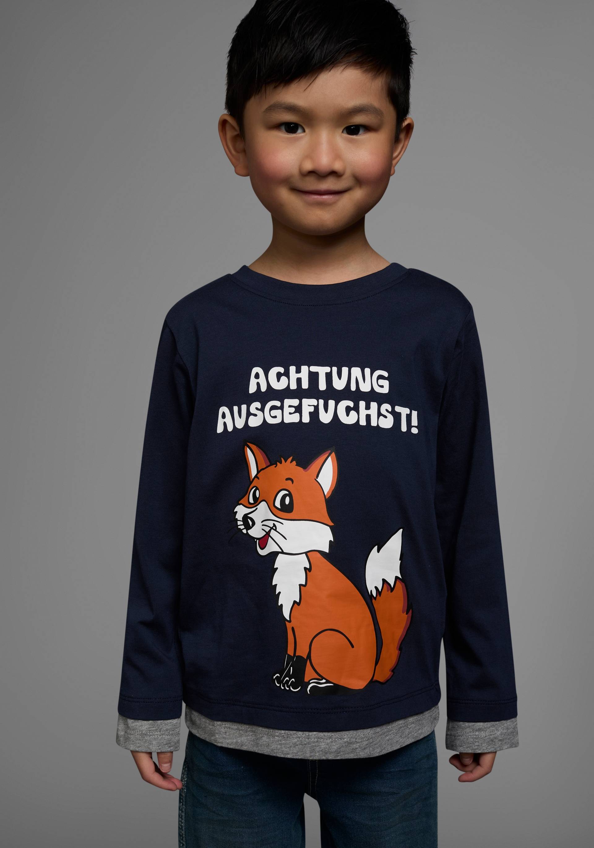 KIDSWORLD Langarmshirt »ACHTUNG AUSGEFUCHST«, Spruch von KIDSWORLD