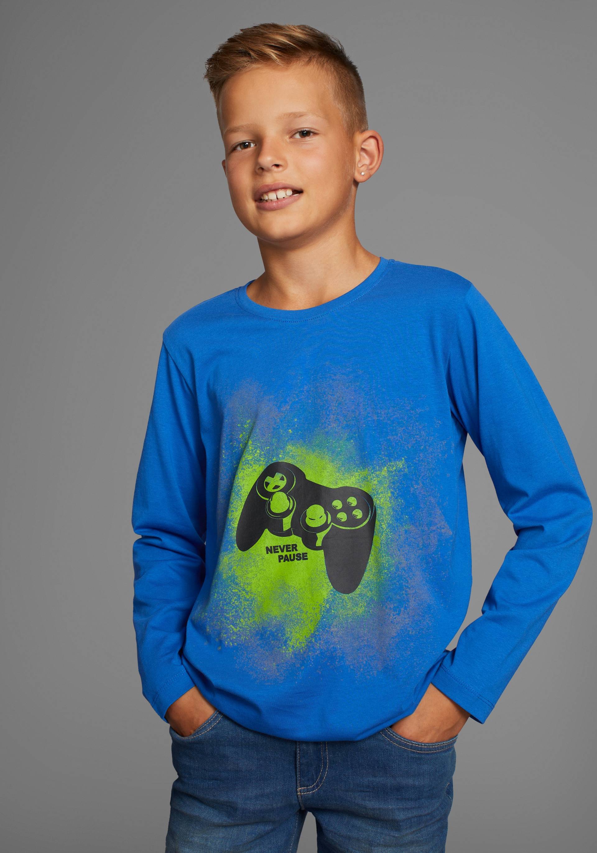 KIDSWORLD Langarmshirt »GAMER«, Langarm, Basic-Passform, mit trendigem Aufdruck von KIDSWORLD