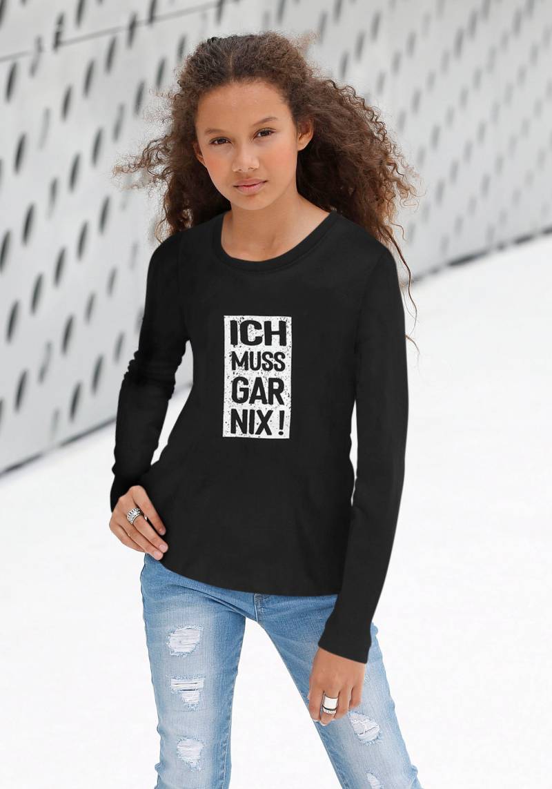 KIDSWORLD Langarmshirt »Ich muss gar nix!«, Langarm, Basic-Passform, bedruckt, Rundhalsausschnitt von KIDSWORLD