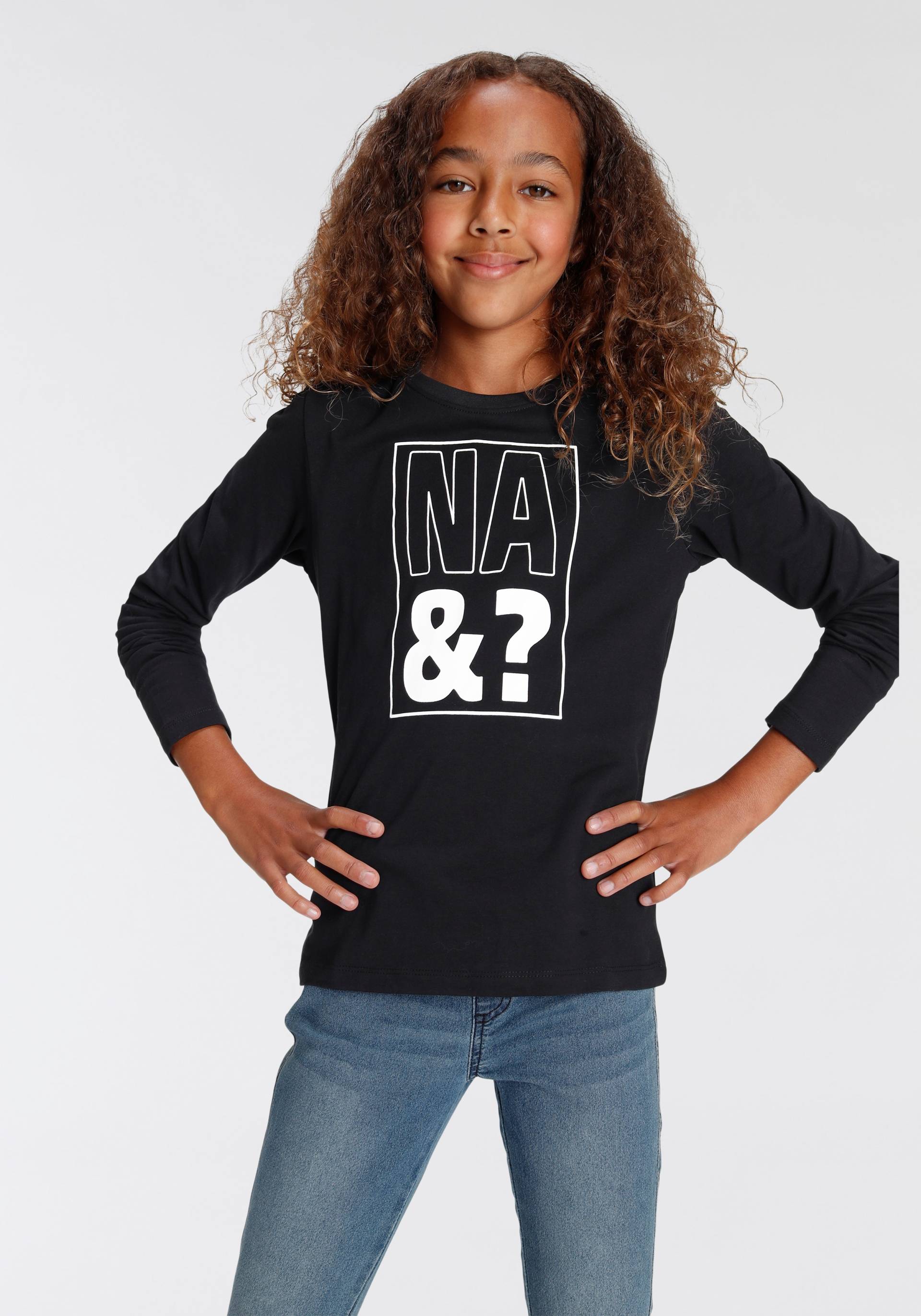 KIDSWORLD Langarmshirt »NA&?«, langärmlig, Basic-Passform, mit Statement-Druck von KIDSWORLD