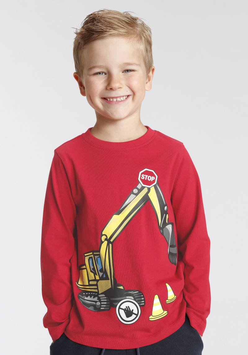 KIDSWORLD Langarmshirt »Bagger-Print: STOP«, Langarm, Basic-Passform, mit stylischem Druck, Rundhalsausschnitt von KIDSWORLD