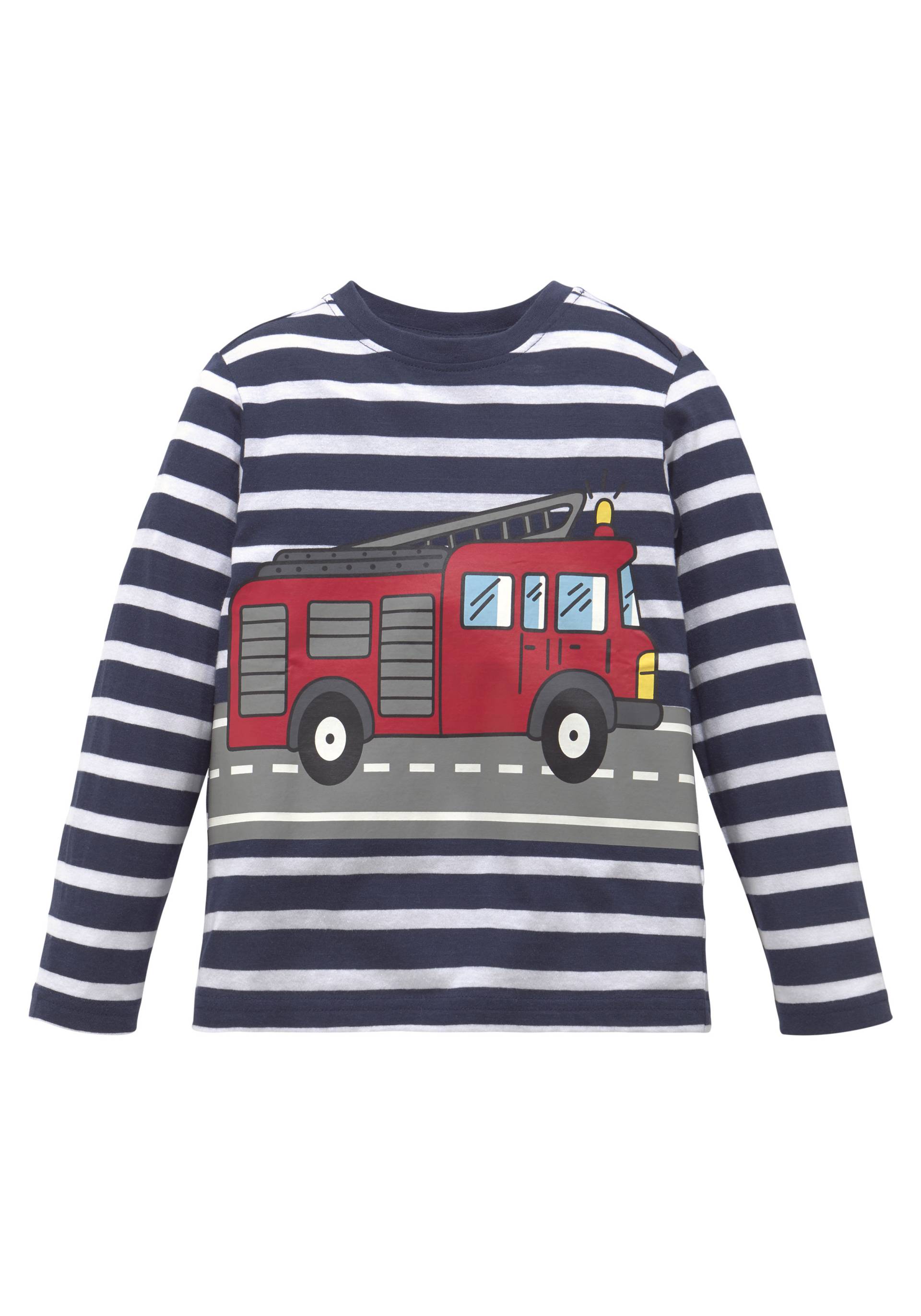 KIDSWORLD Langarmshirt »TATÜ TATA die Feuerwehr ist da«, langärmlig, Basic-Passform, gestreift und bedruckt von KIDSWORLD