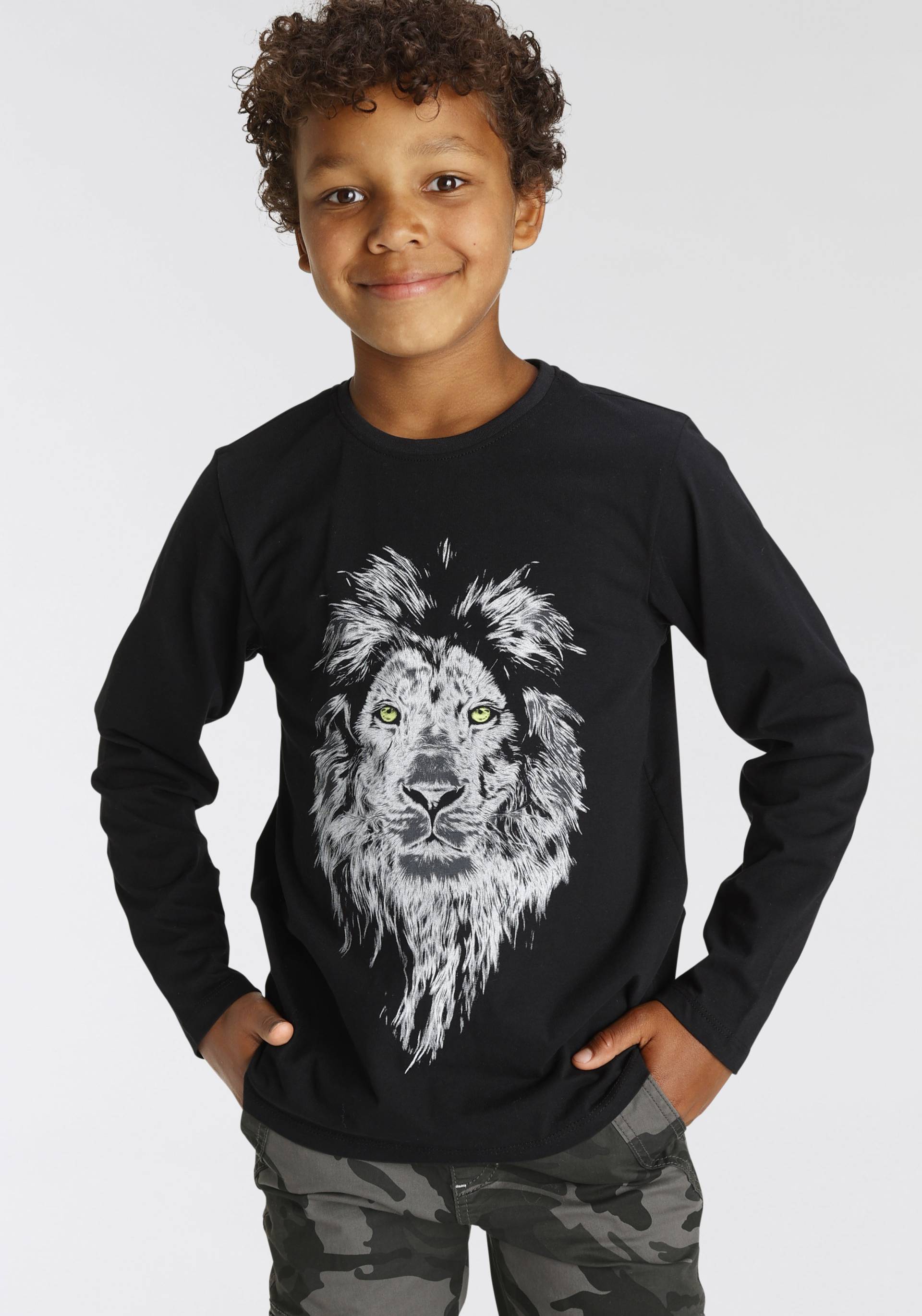 KIDSWORLD Langarmshirt »WHITE LION«, Langarm, Basic-Passform, mit modischem Druck, Rundhalsausschnitt von KIDSWORLD