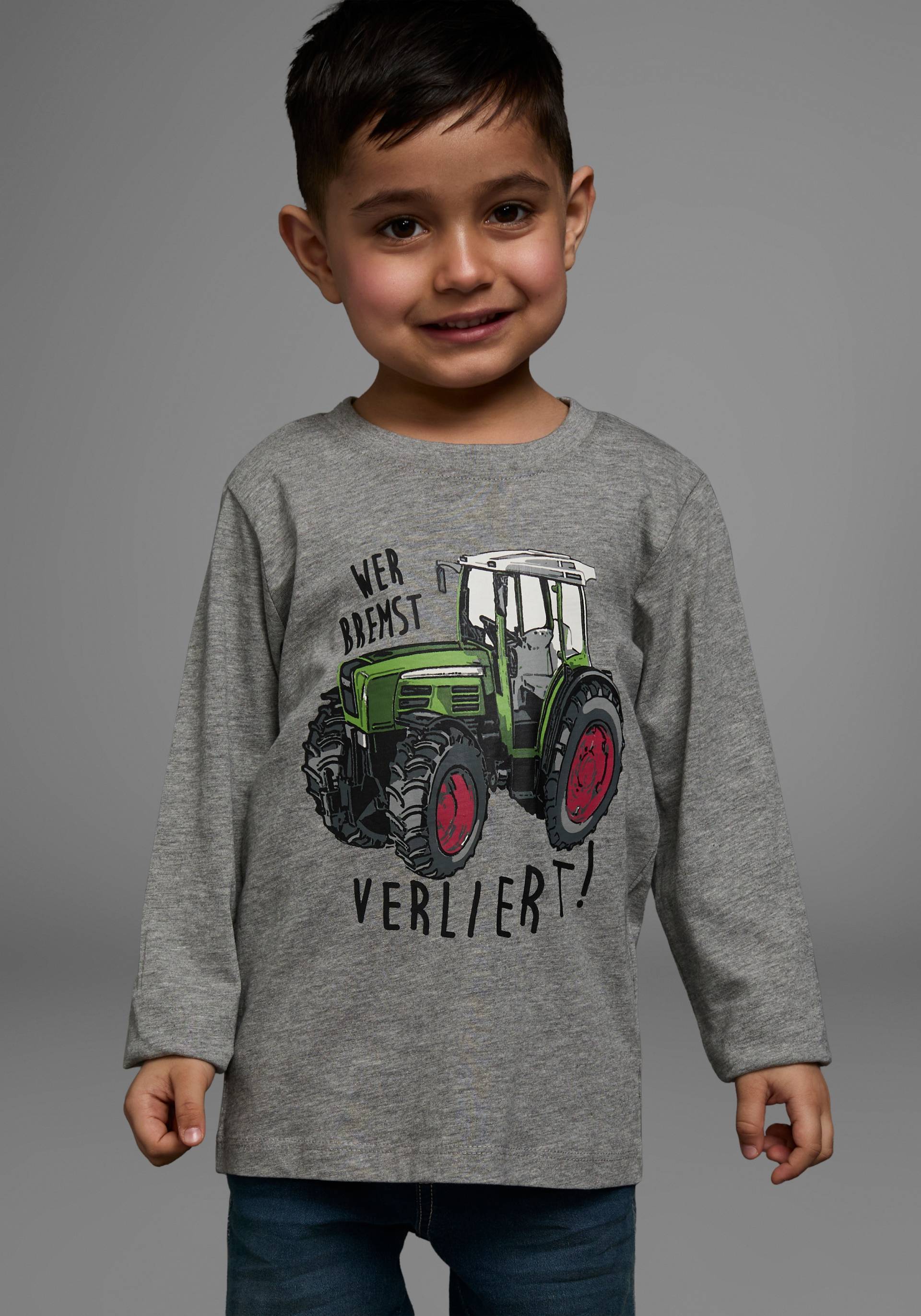 KIDSWORLD Langarmshirt »WER BREMST, VERLIERT!«, Langarm, dehnbares Material, aus Baumwolle und Viskose KIDSWORLD Langarmshirt »WER BREMST, VERLIERT!«, Langarm, dehnbares Material, aus Baumwolle und Viskose von KIDSWORLD