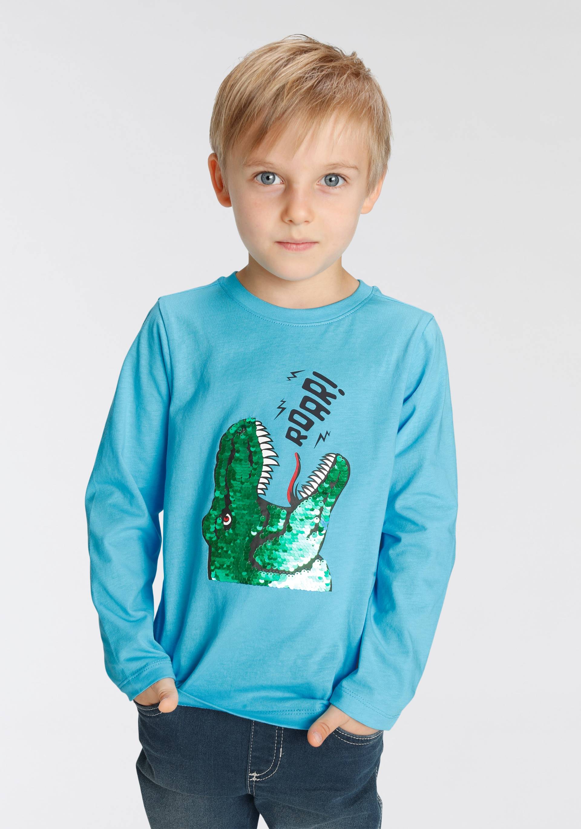 KIDSWORLD Langarmshirt »mit Dino-Motiv aus Wendepailletten« von KIDSWORLD