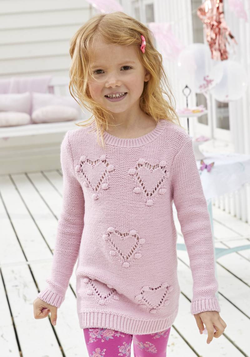 KIDSWORLD Strickpullover », Longpullover mit Herz-Muster für kleine Mädchen«, mit niedlichen Herzen von KIDSWORLD