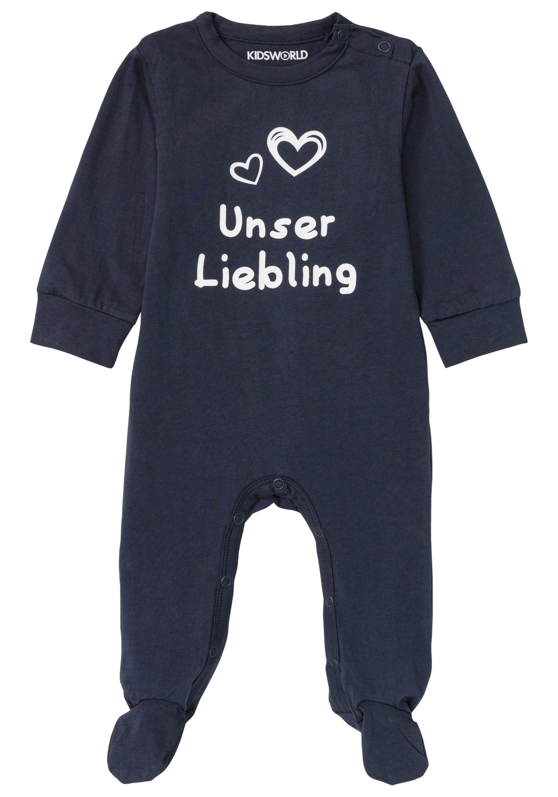 KIDSWORLD Schlafoverall »Baby-Schlafanzug, Unser Liebling«, aus Bio-Baumwolle von KIDSWORLD