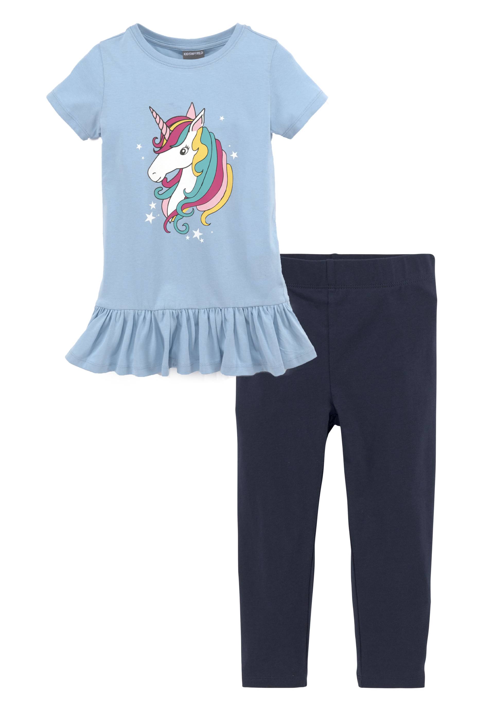 KIDSWORLD Shirt & Leggings »EINHORN«, (Set, 2 tlg.), mit Rüschen und Einhorndruck für kleine Mädchen von KIDSWORLD