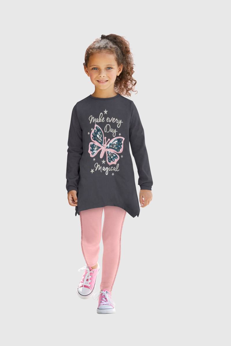 KIDSWORLD Langarmshirt & Leggings »2tlg. Set Shirt + Leggings mit Glitzerdetails«, niedlicher Schmetterling für kleine Mädchen von KIDSWORLD