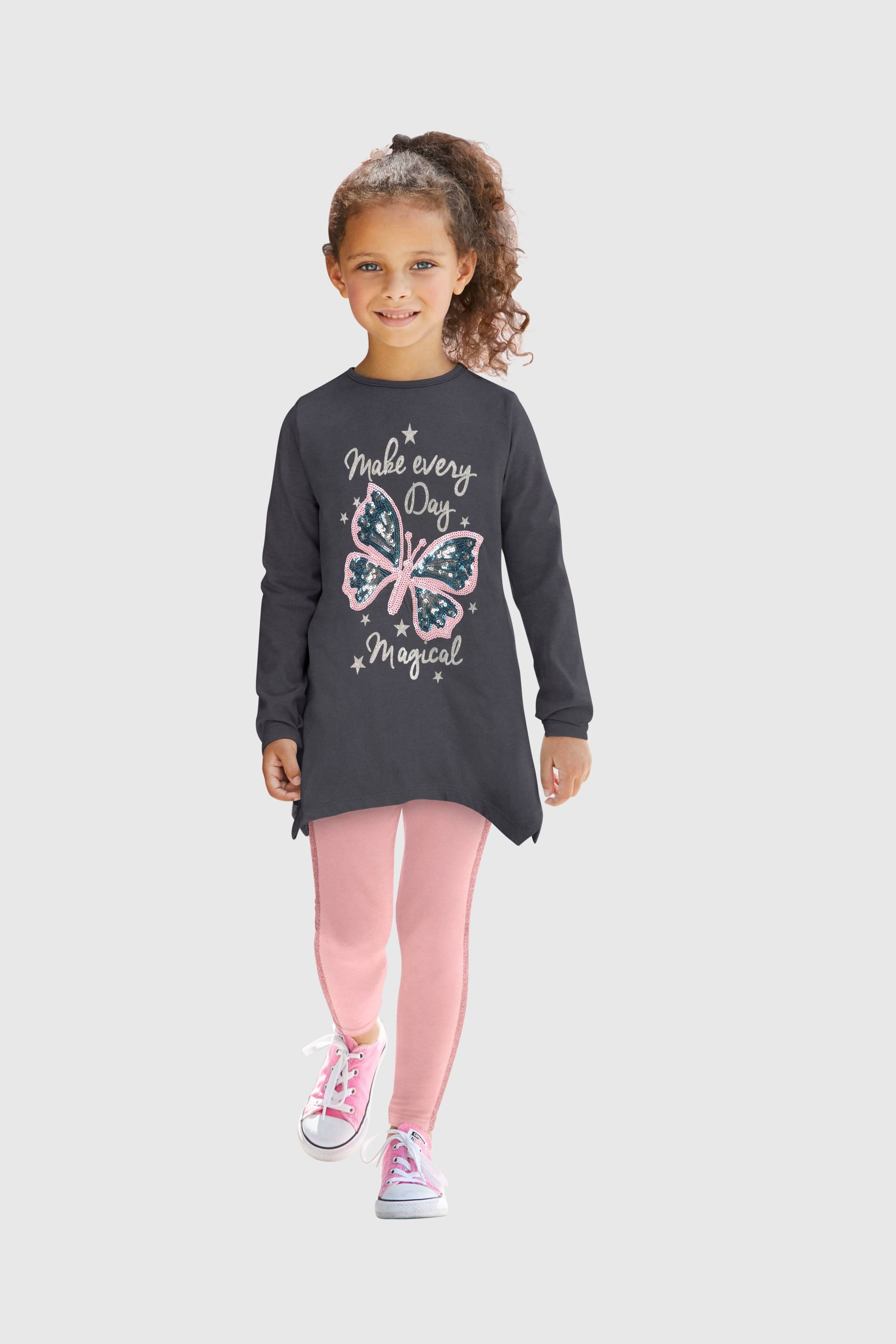 KIDSWORLD Langarmshirt & Leggings »für kleine Mädchen«, mit Glitzerdetails von KIDSWORLD