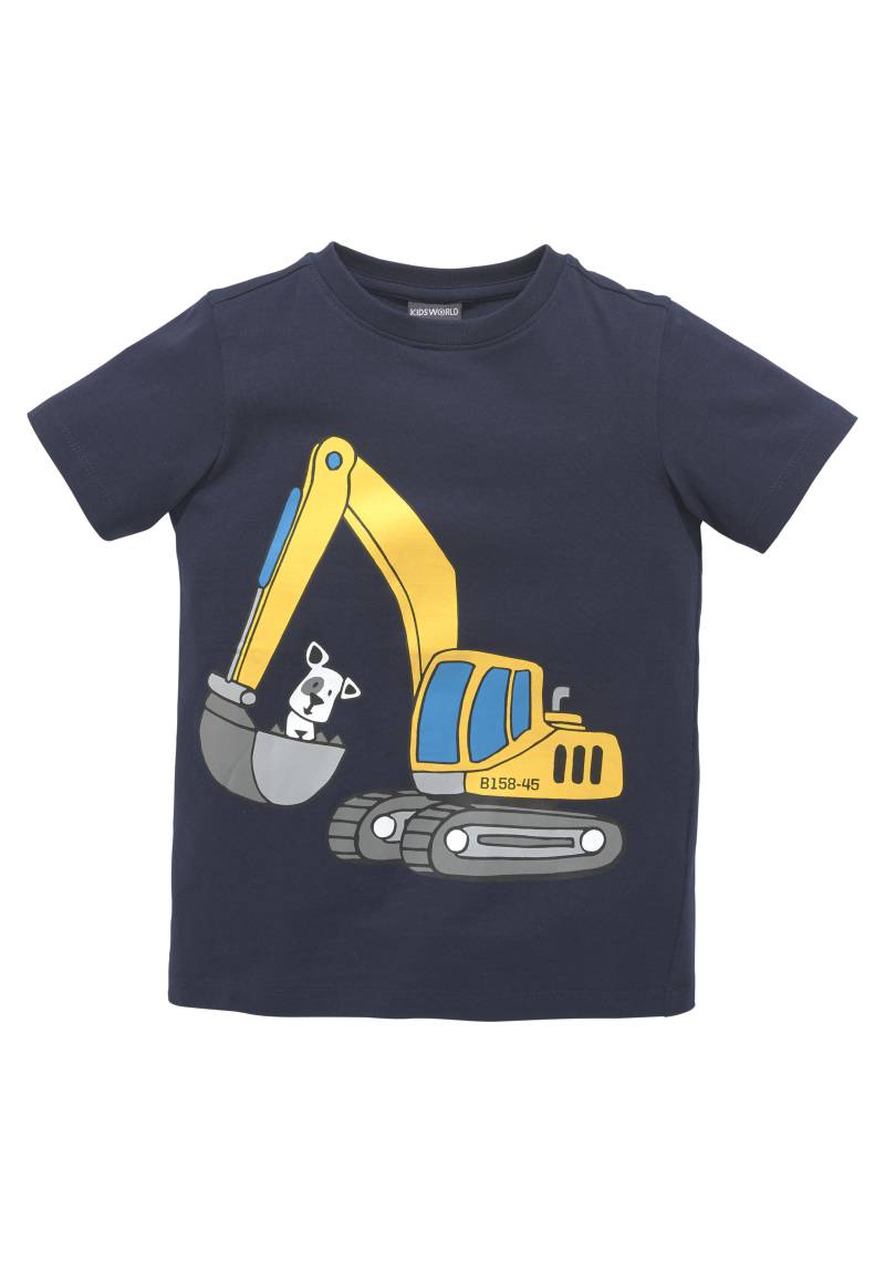 KIDSWORLD T-Shirt, Kurzarm, Basic-Passform, mit stylischem Druck, mit Rippbündchen von KIDSWORLD