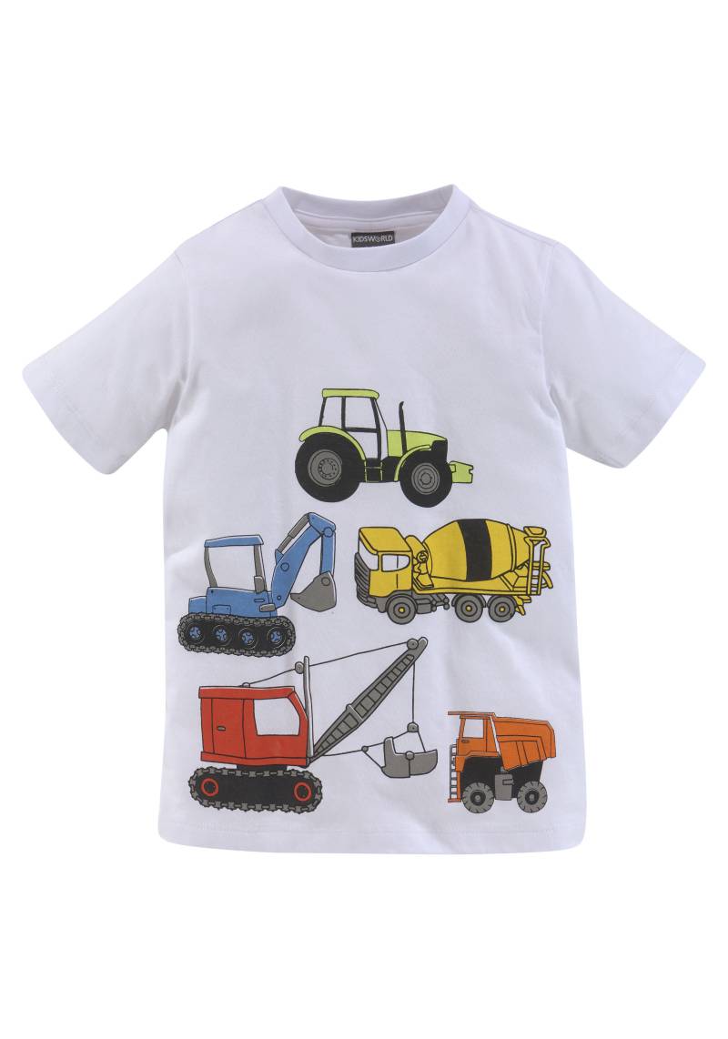 KIDSWORLD T-Shirt »Mit allen BAGGER & CO. Print«, Kurzarm, bedruckt, Rundhalsausschnitt, aus Baumwolle von KIDSWORLD