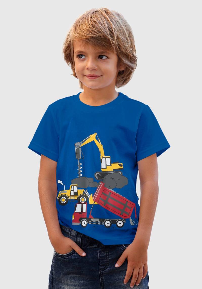 KIDSWORLD T-Shirt »mit coolen BAUMASCHINEN Print«, Kurzarm, Basic-Passform, bedruckt, Rundhalsausschnitt von KIDSWORLD