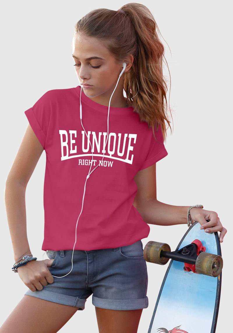 KIDSWORLD T-Shirt »Be unique - right now«, kurzärmelig, bedruckt, Rundhalsausschnitt, aus Baumwolle von KIDSWORLD