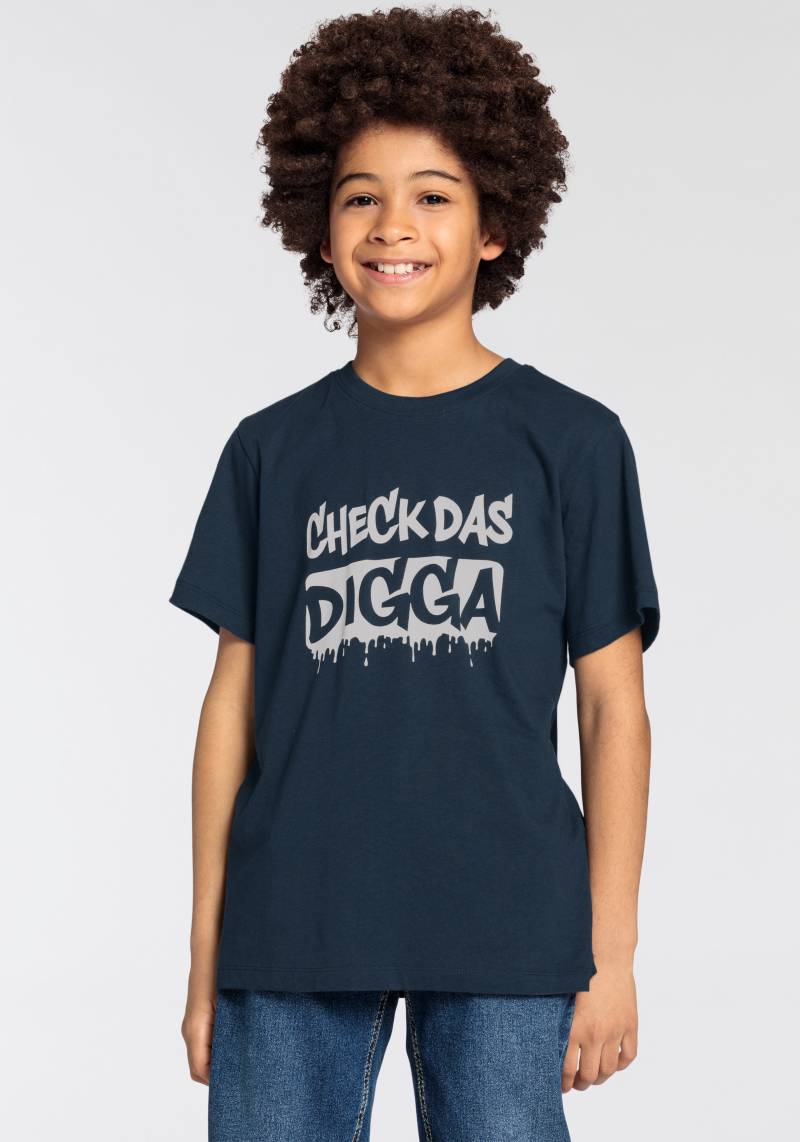 KIDSWORLD T-Shirt »Sprücheshirt: CHECK DAS DIGGA«, Kurzarm, Basic-Passform, bedruckt, Rundhalsausschnitt von KIDSWORLD