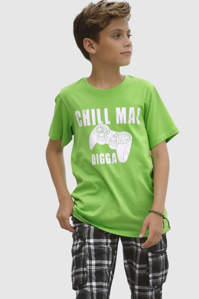 KIDSWORLD T-Shirt »Mit Spruch: CHILL MAL«, Kurzarm, Basic-Stil, mit coolen Schriftzügen, Rundhalsausschnitt von KIDSWORLD