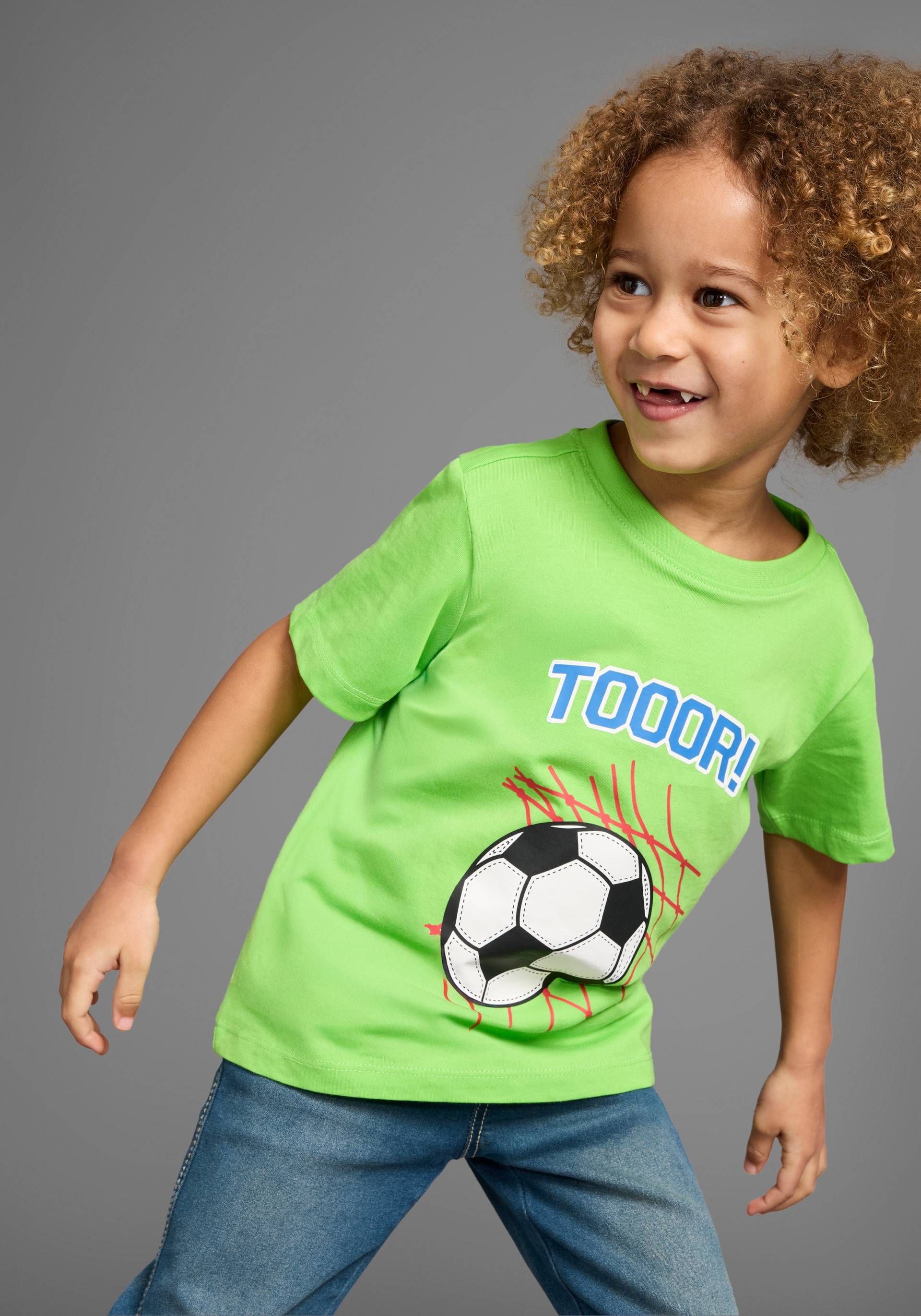 KIDSWORLD T-Shirt »Fussball-Print: TOOOR«, Kurzarm, Basic-Passform, mit Statements/Sprüchen von KIDSWORLD