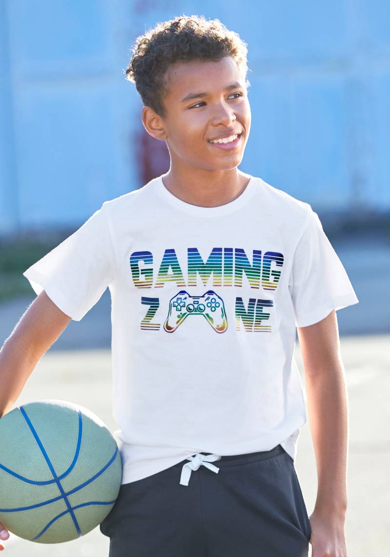 KIDSWORLD T-Shirt »GAMING ZONE«, Kurzarm, Basic-Passform, bedruckt, Rundhalsausschnitt von KIDSWORLD