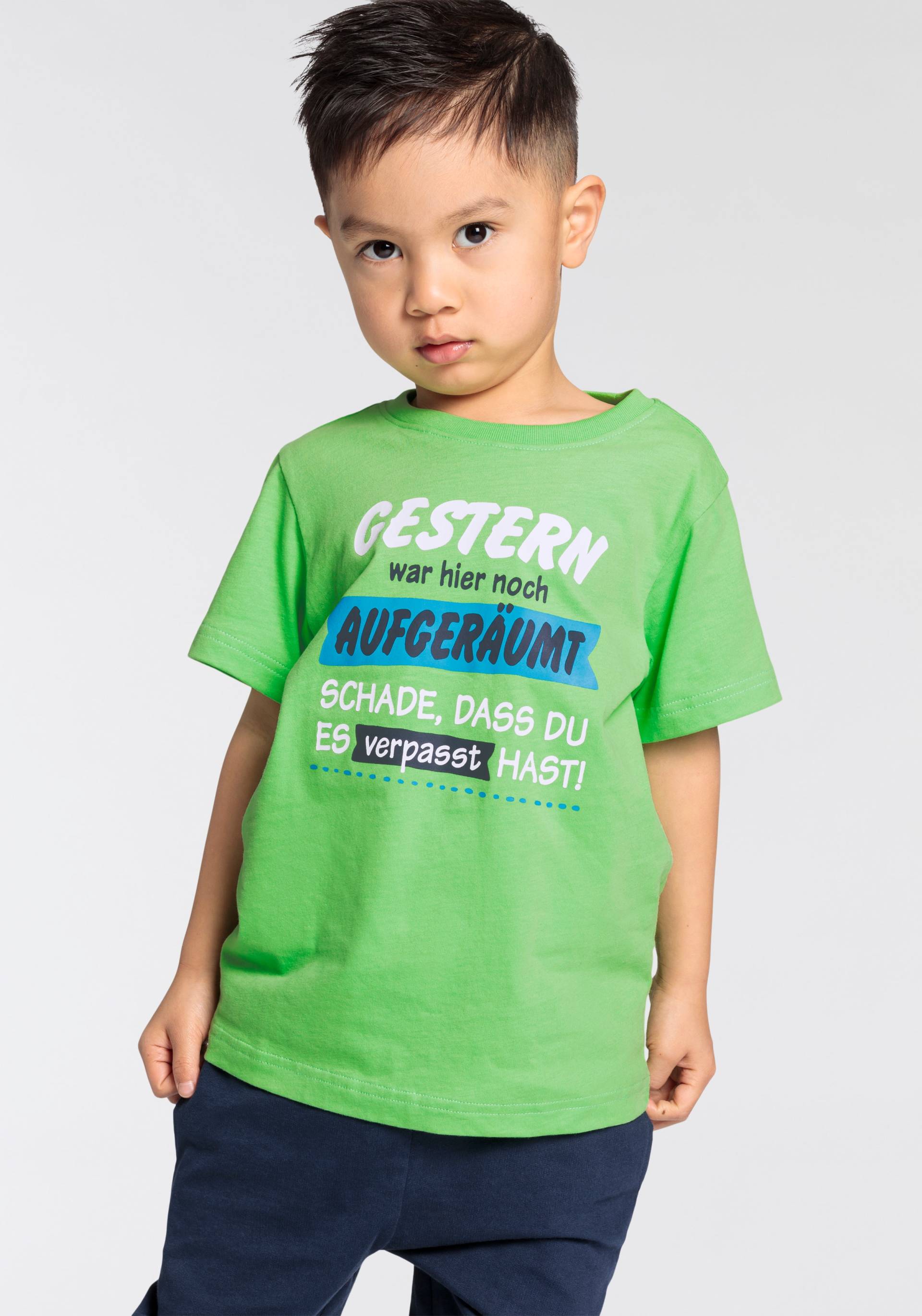 KIDSWORLD T-Shirt »GERTERN WAR HIER NOCH AUGERÄUMT...«, Sprücheshirt für kleine Jungen von KIDSWORLD