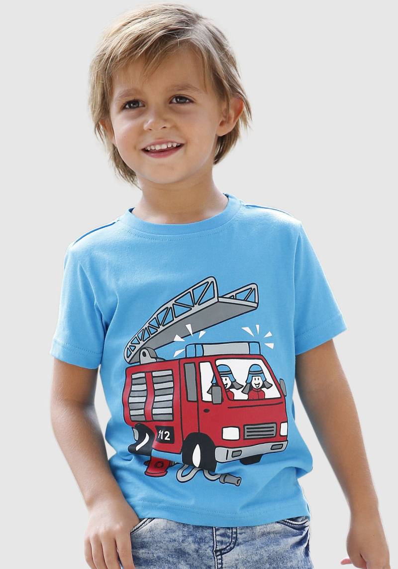 KIDSWORLD T-Shirt »Mit coolem FEUERWEHR Druck«, Kurzarm, Basic-Passform, mit stylischem Druck, Rundhalsausschnitt von KIDSWORLD