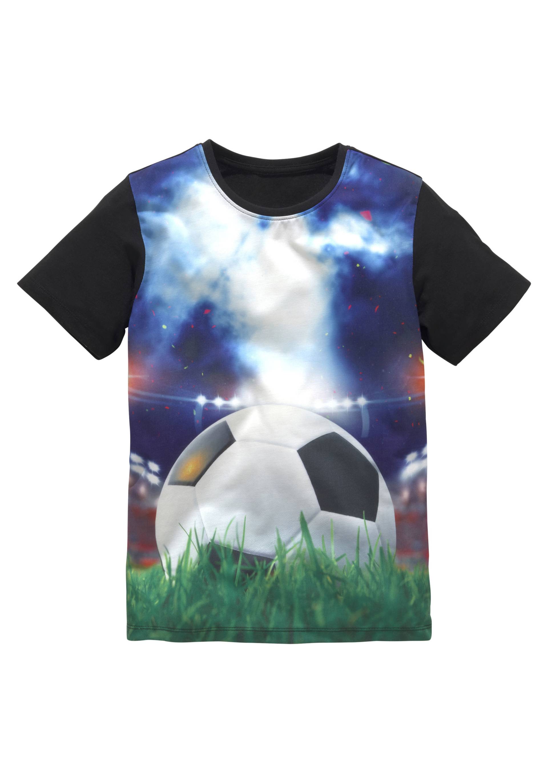 KIDSWORLD T-Shirt »Mit coolem FUSSBALL-Print«, Kurzarm, Basic-Passform, mit trendigem Druck, Rundhalsausschnitt von KIDSWORLD