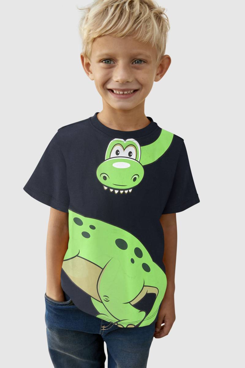 KIDSWORLD T-Shirt »Mit grossem Druck: GREEN DINO«, Kurzarm, Basic-Passform, bedruckt, Rundhalsausschnitt von KIDSWORLD