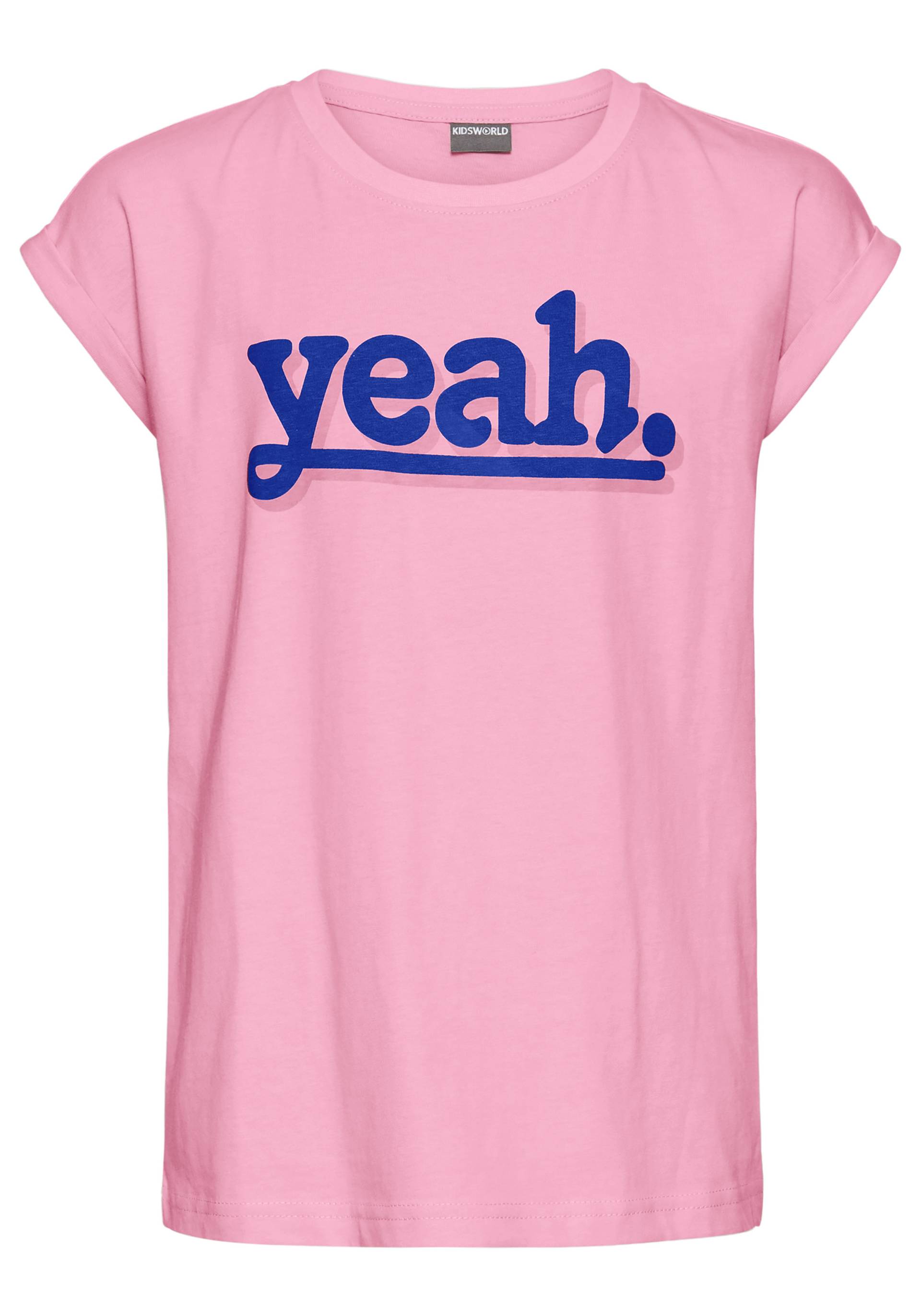 KIDSWORLD T-Shirt »Sprücheshirt mit überschnittener Schulter«, T-Shirt "YEAH" print KIDSWORLD T-Shirt »Sprücheshirt mit überschnittener Schulter«, T-Shirt "YEAH" print von KIDSWORLD