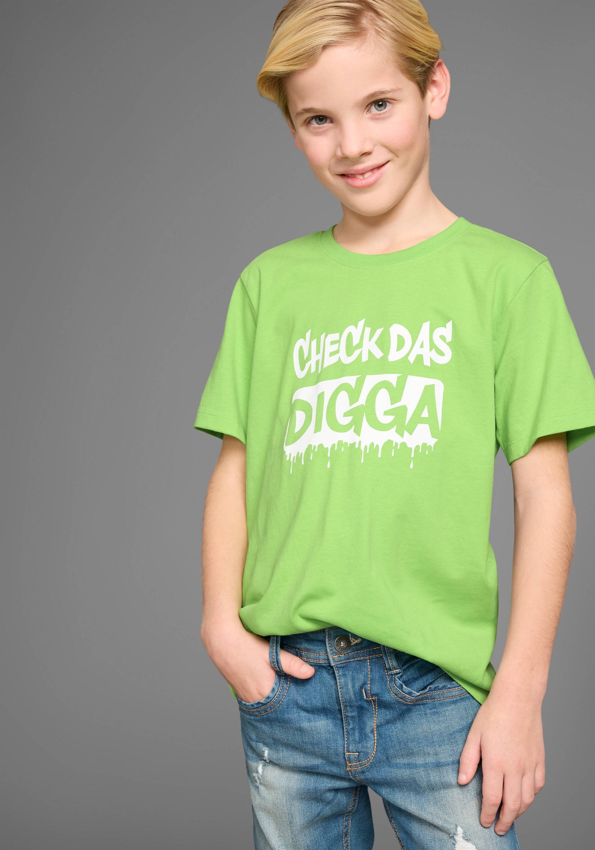 KIDSWORLD T-Shirt »Sprücheshirt: CHECK DAS DIGGA«, Kurzarm, Basic-Passform, bedruckt, Rundhalsausschnitt von KIDSWORLD