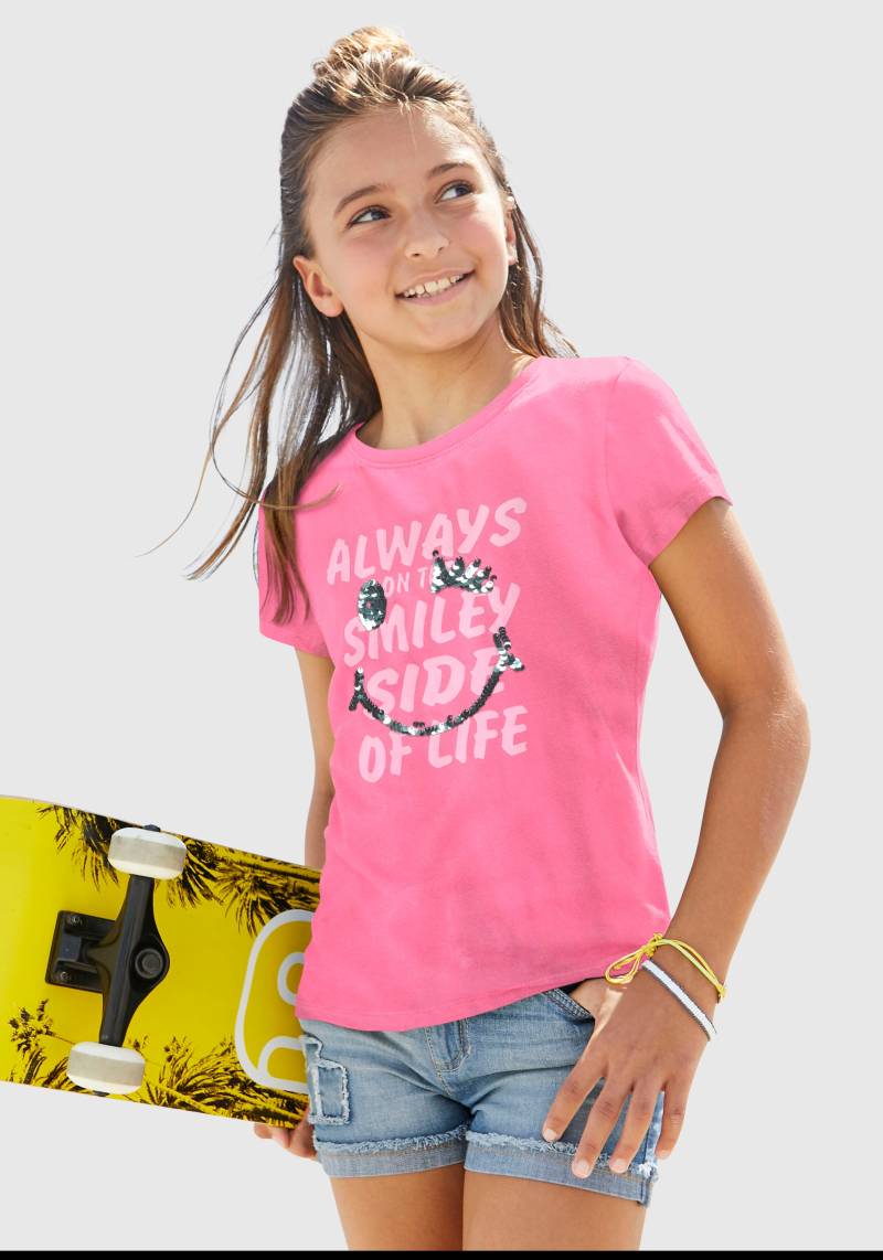 KIDSWORLD T-Shirt »mit Wendepailletten«, Kurzarm, Basic-Passform, mit Pailletten, bedruckt von KIDSWORLD