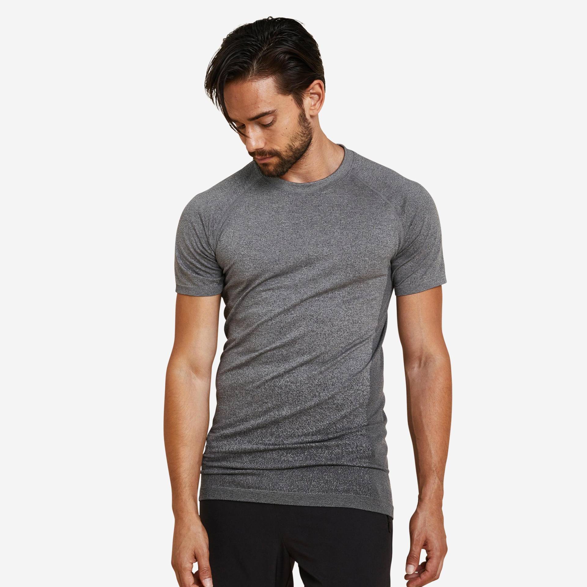 KIMJALY - Kurzarmshirt SEAMLESS  DYN, für Herren, Taubengrau, Größe L von KIMJALY