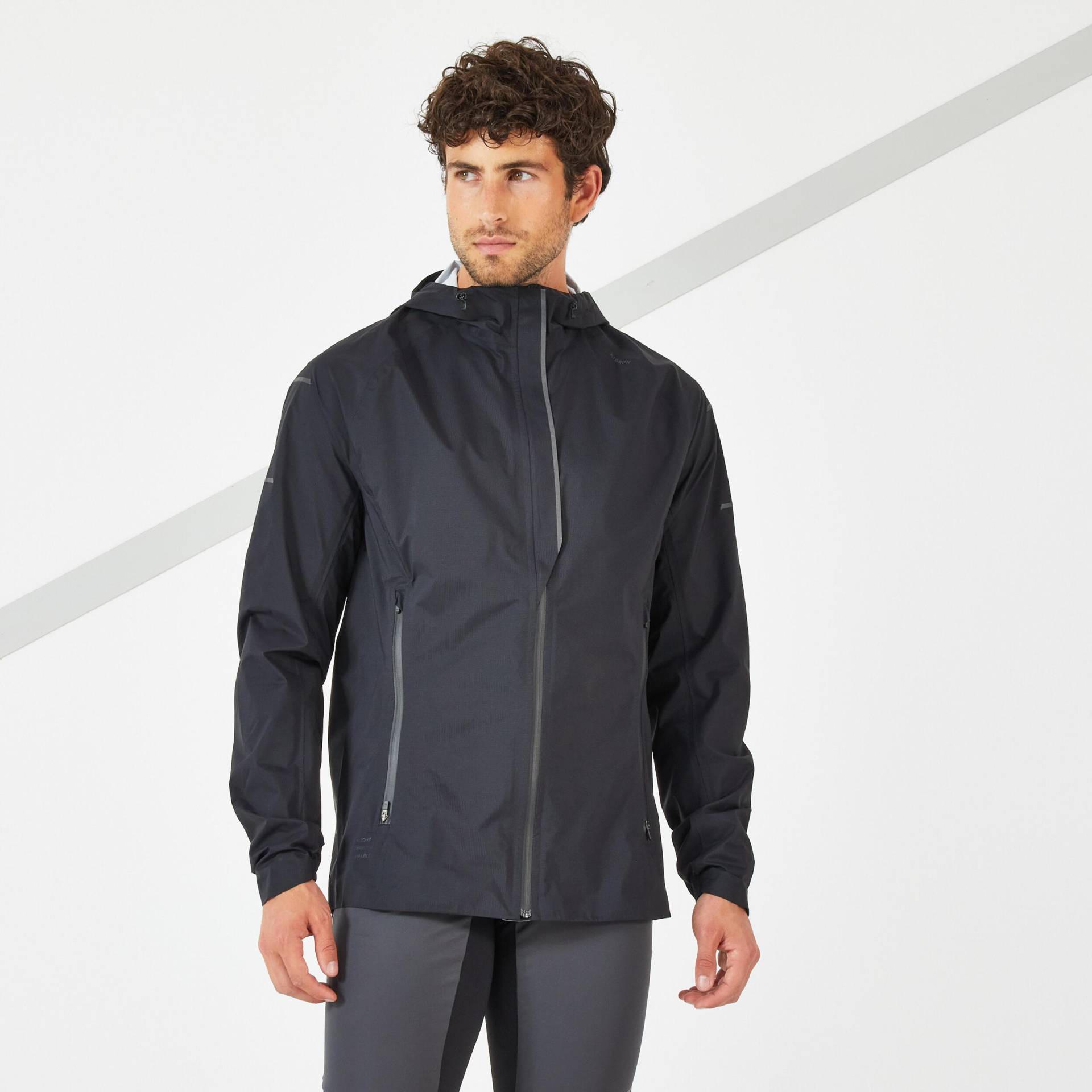 Regenjacke - Rain+ Herren Schwarz Leicht M von KIPRUN