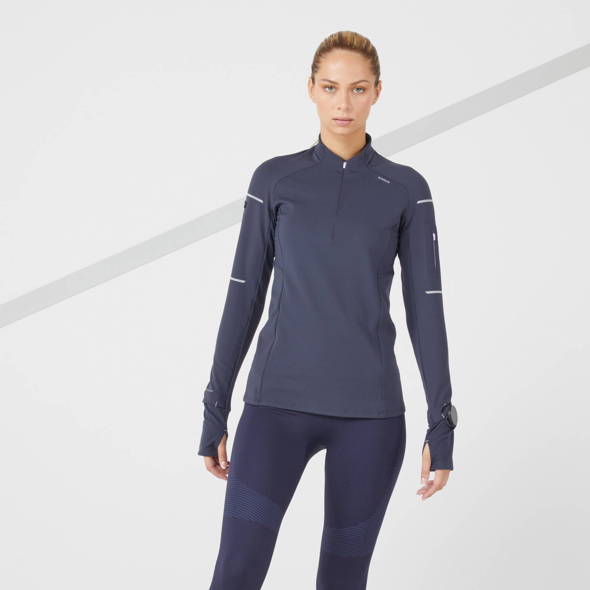 Langarmshirt - Warm Light Damen Blau Bedruckt 36 von KIPRUN