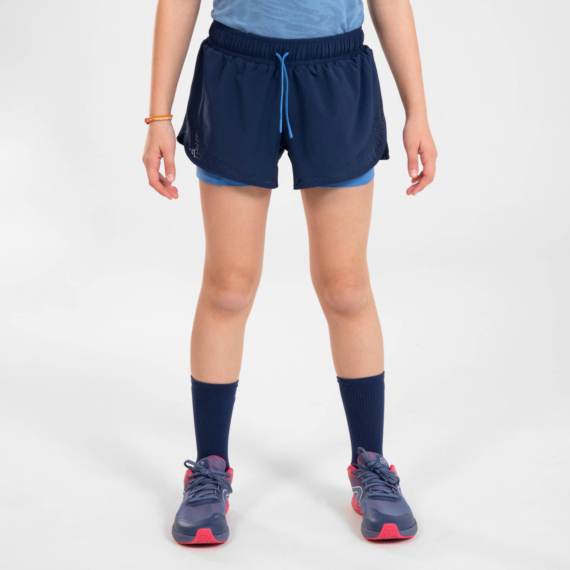 Shorts - 2in1 Dry+ Mädchen Blau Bedruckt 10-12A von KIPRUN